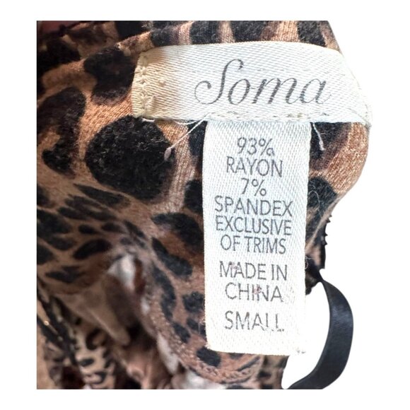 Soma Nightgown Womens Small Lux Cool Nights Lace Trim Cheetah Leopard Nightgown - Picture 3 of 4